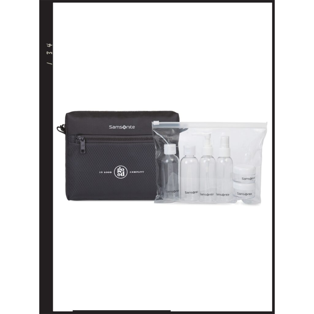 Samsonite Zippered Pouch and 6 Piece Travel Bottle Set - Black